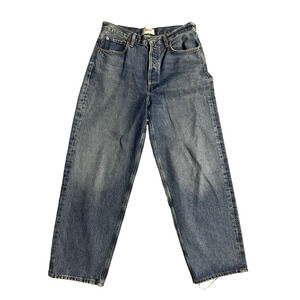 AGOLDE Dara Jeans Womens 28 Blue High Rise Wide Leg Organic Cotton Denim Raw Hem